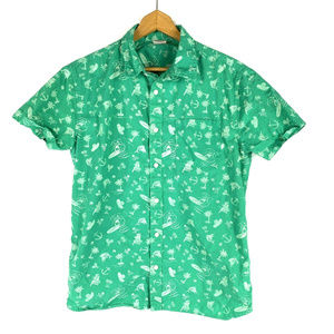 Hang Ten Mens Button Front Shirt Green Sz Medium